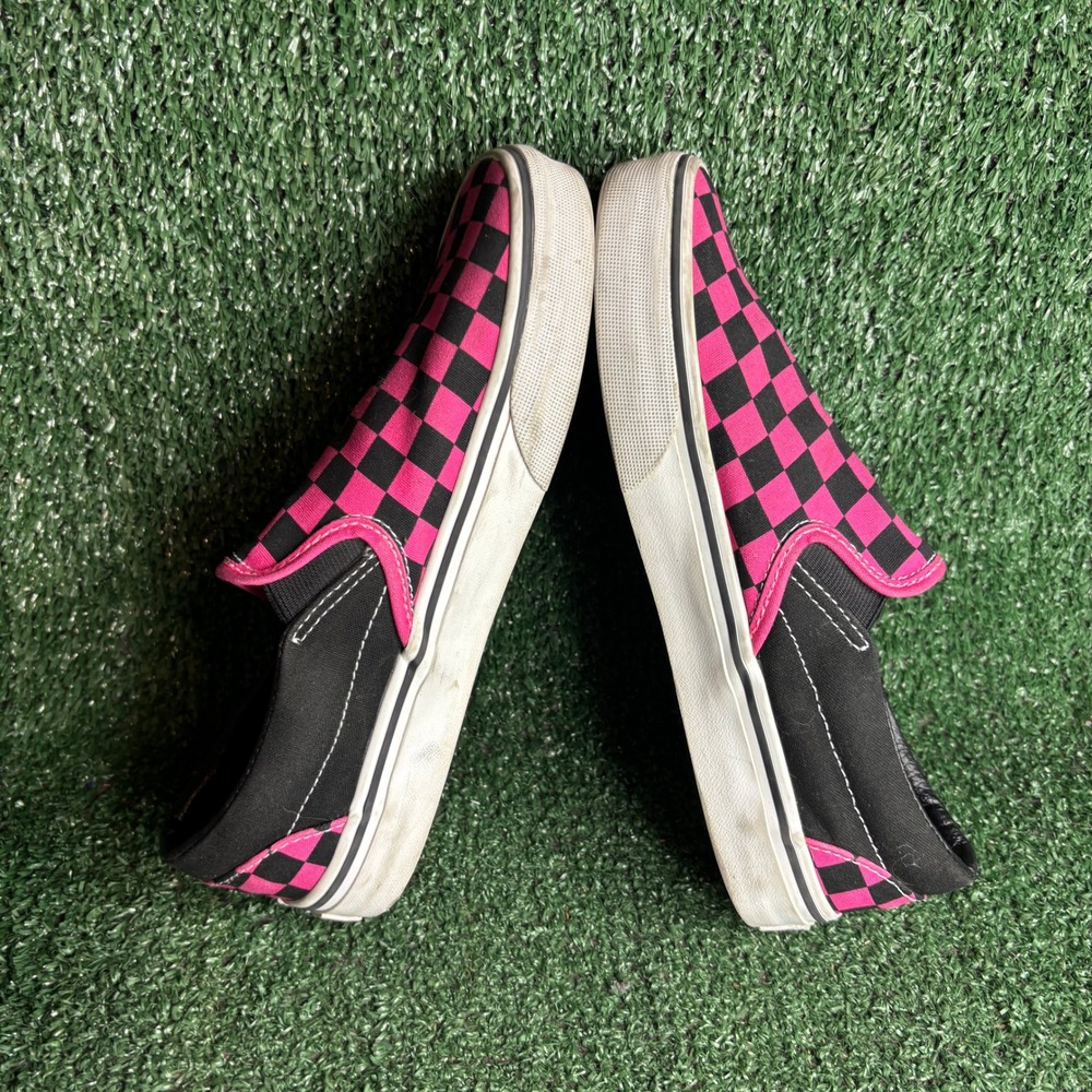 Vans Classic Slip-On Checkerboard Canvas Emo Punk Skate Shoes Pink Womens Size 7 - Picture 6 of 9